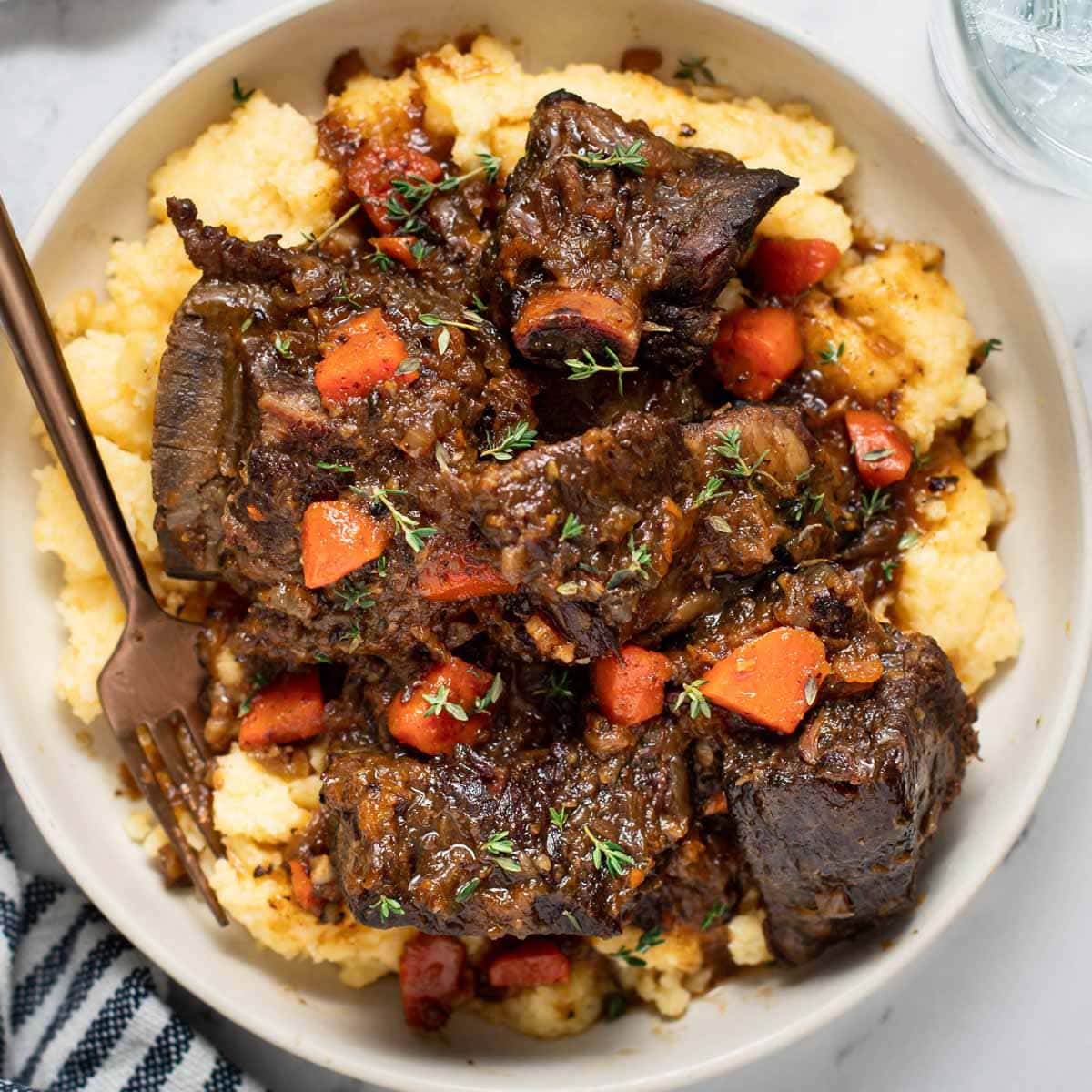Oven Braised Short Ribs with Creamy Polenta