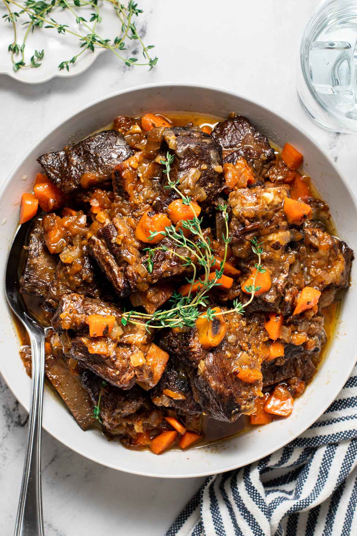 Oven short ribs in a bowl.