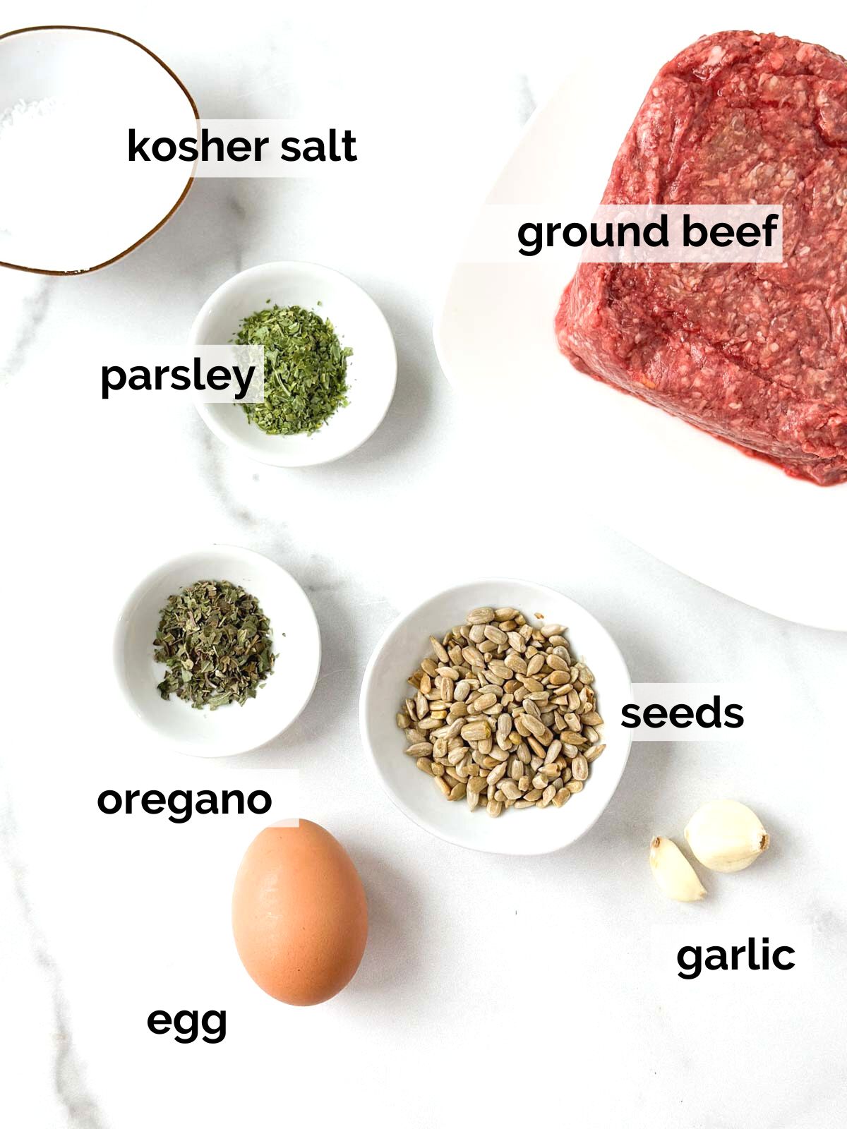 Ingredients for meatballs without breadcrumbs.