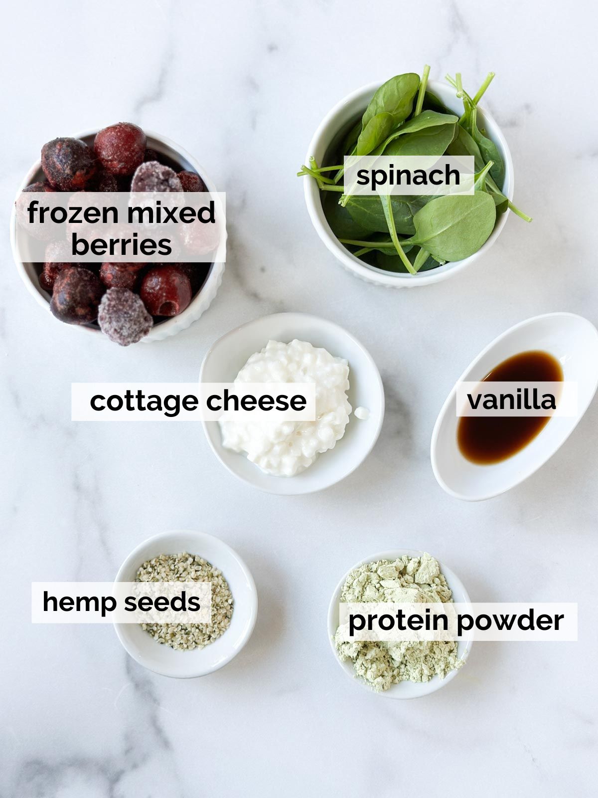 Ingredients for berry protein smoothies.