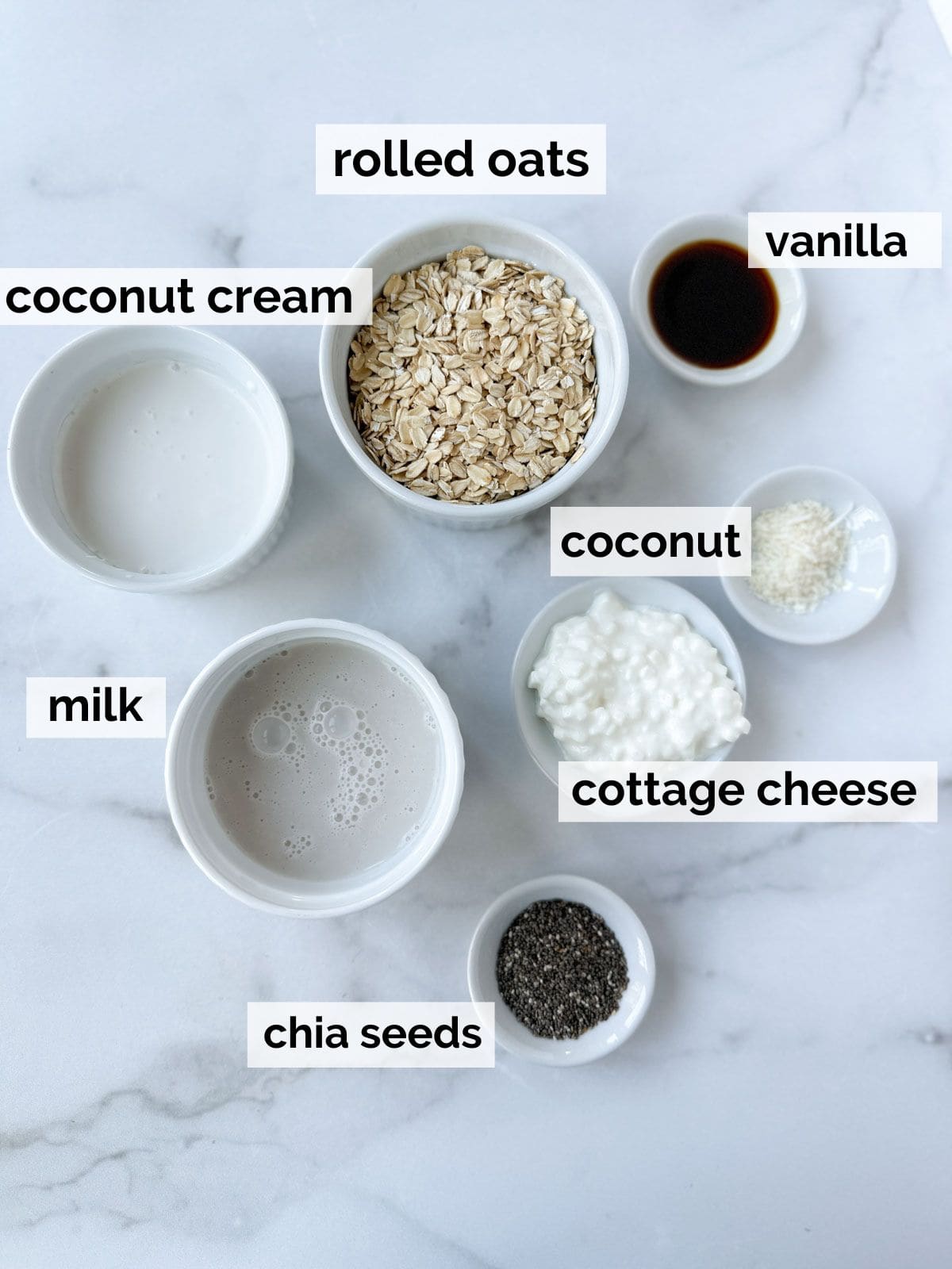 Ingredients for coconut overnight oats.