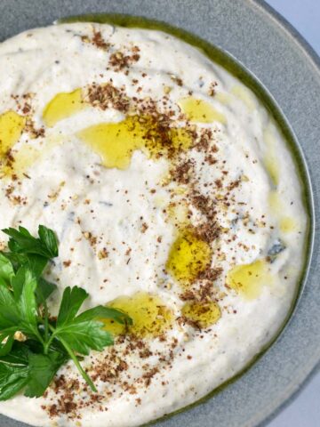 Cottage cheese dip topped with za'atar.