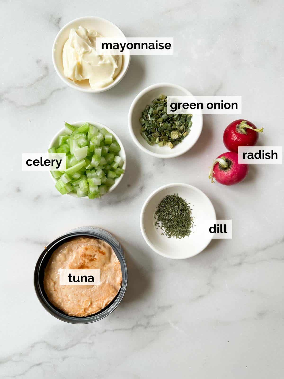 Ingredients for tuna salad.