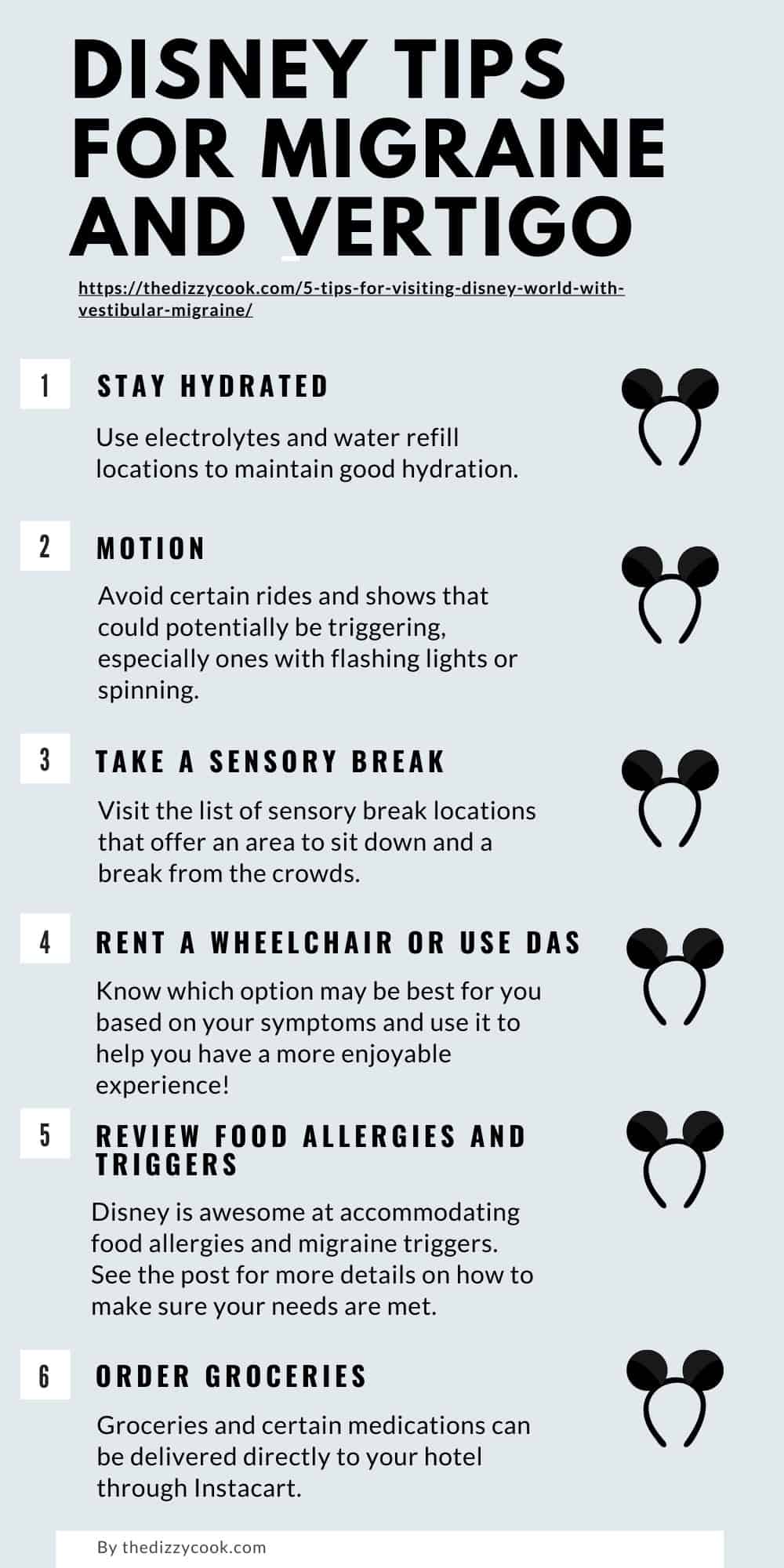 A list of tips for visiting Disney with a migraine attack.