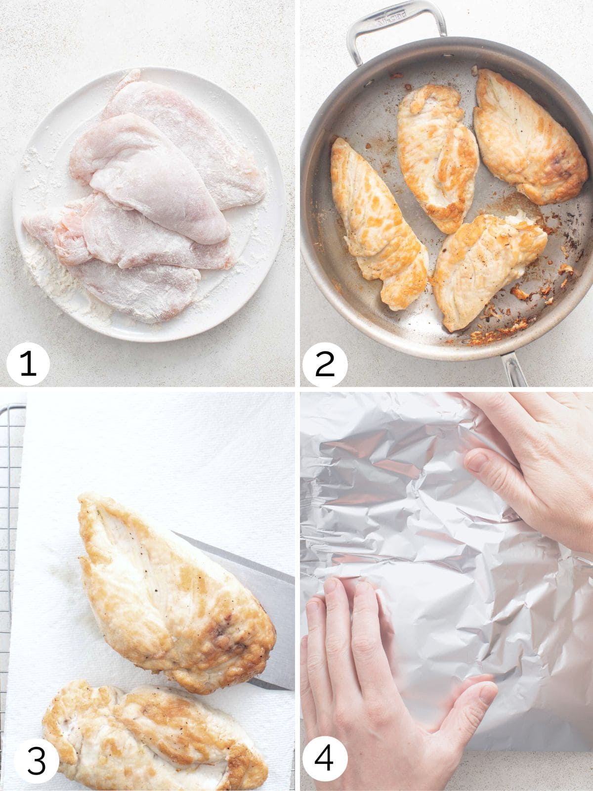 How to sear chicken breasts till golden brown process photos.