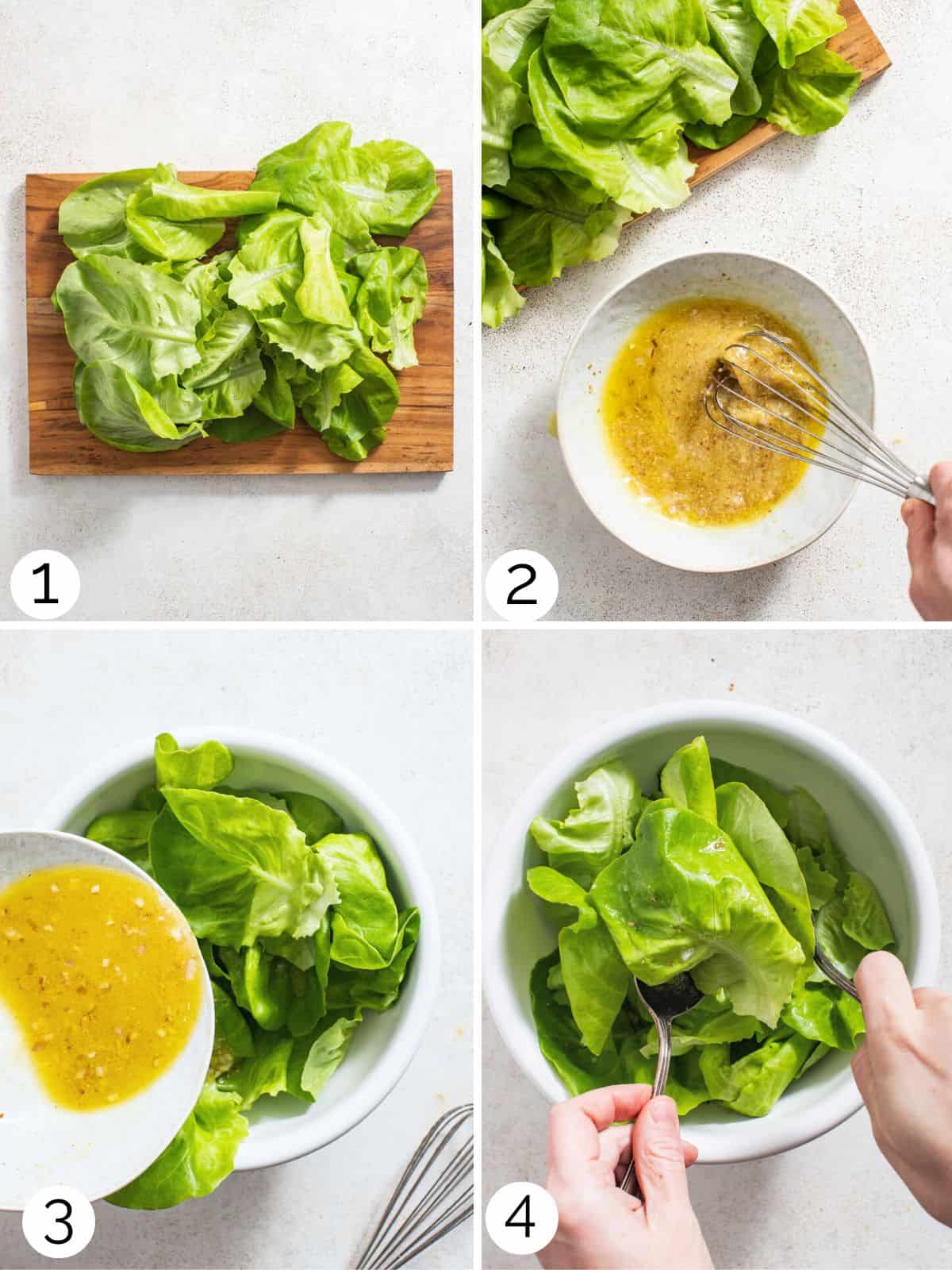 Process for making a butter lettuce side salad.