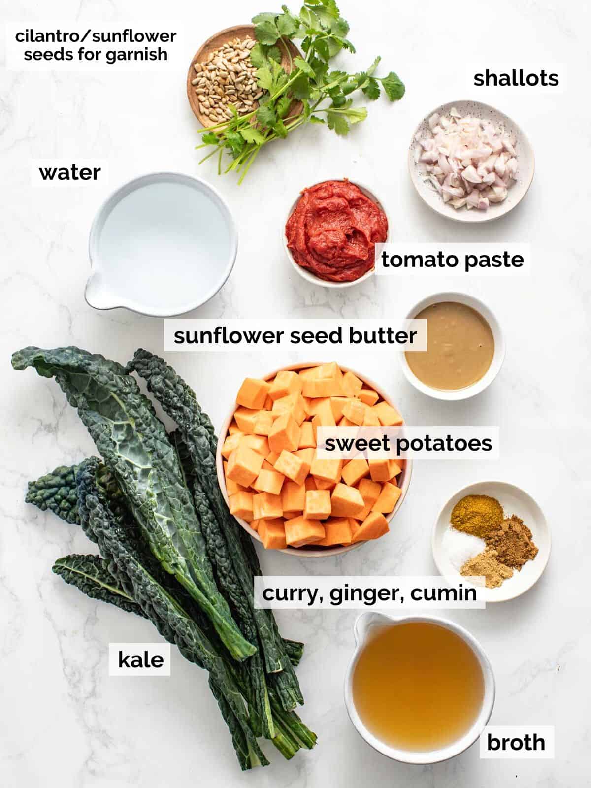 Ingredients for sweet potato stew.