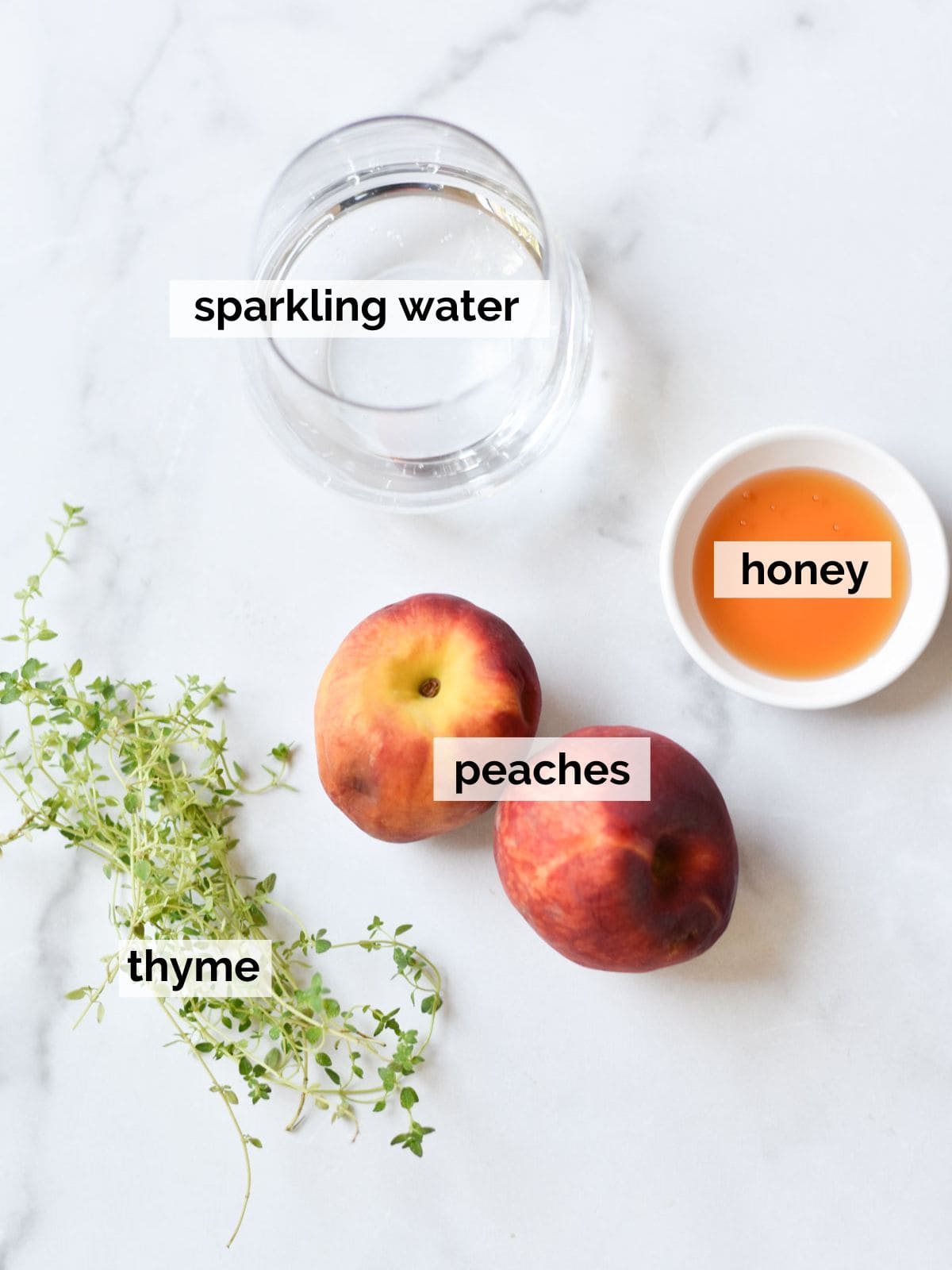 Ingredients for peach mocktails.