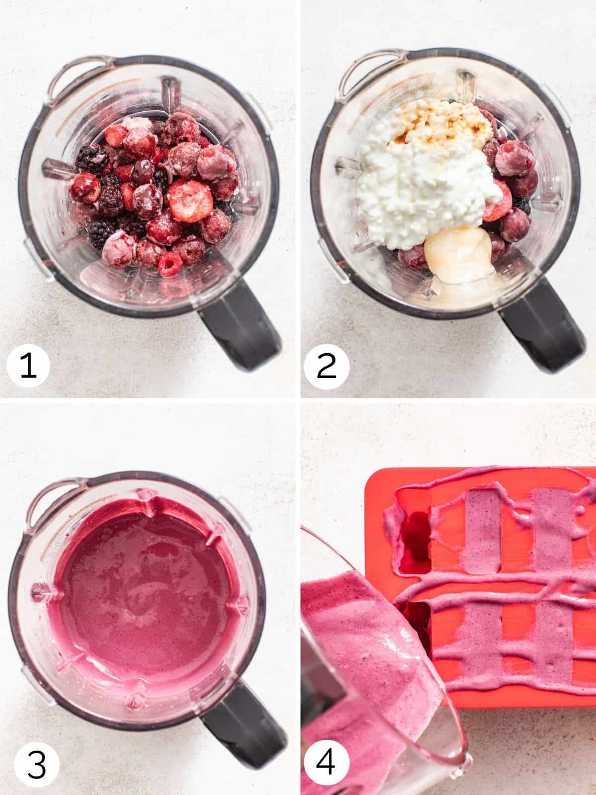 How to making berry popsicles with cottage cheese in process photos.