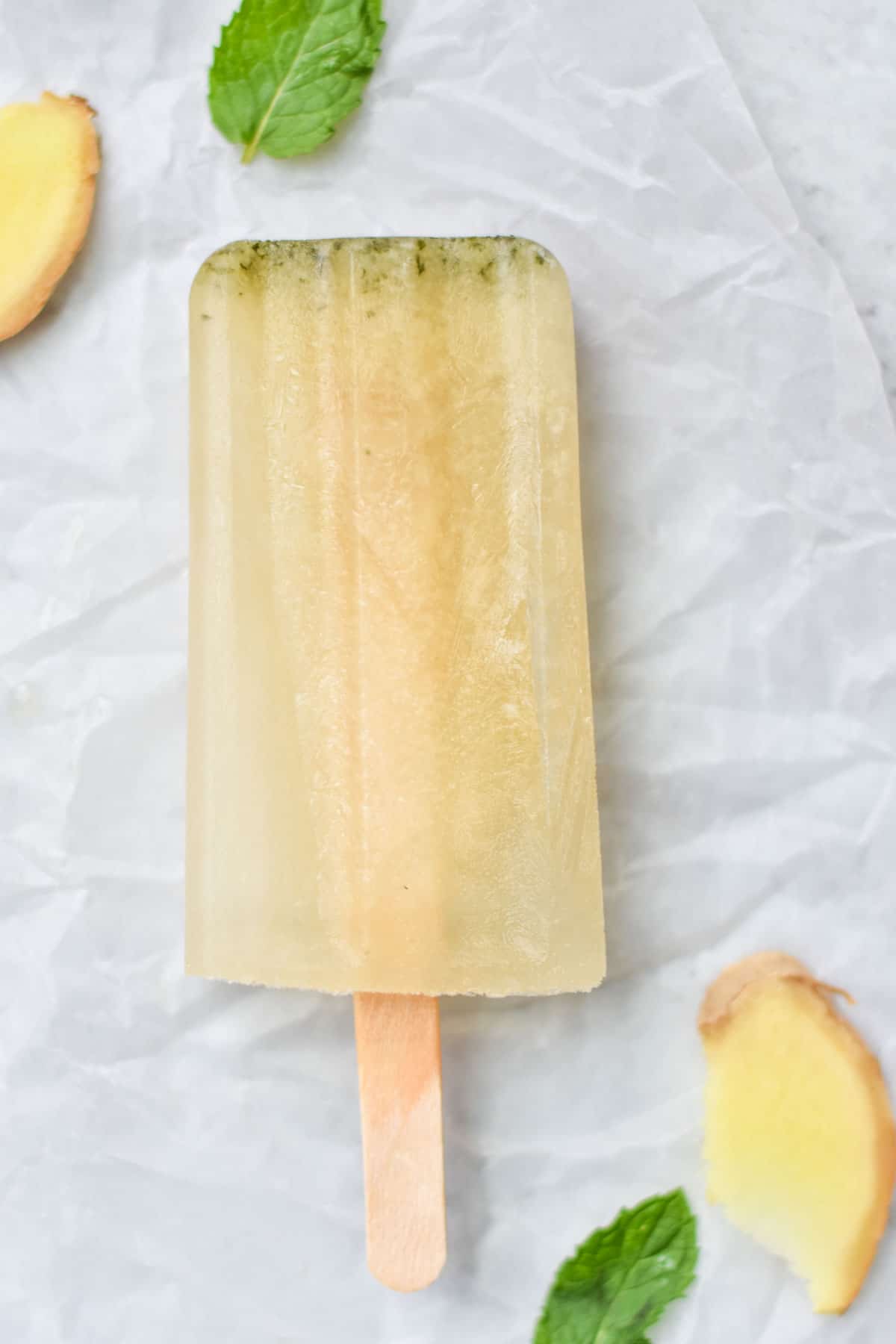 A close up shot of a frozen popsicle with electrolytes.