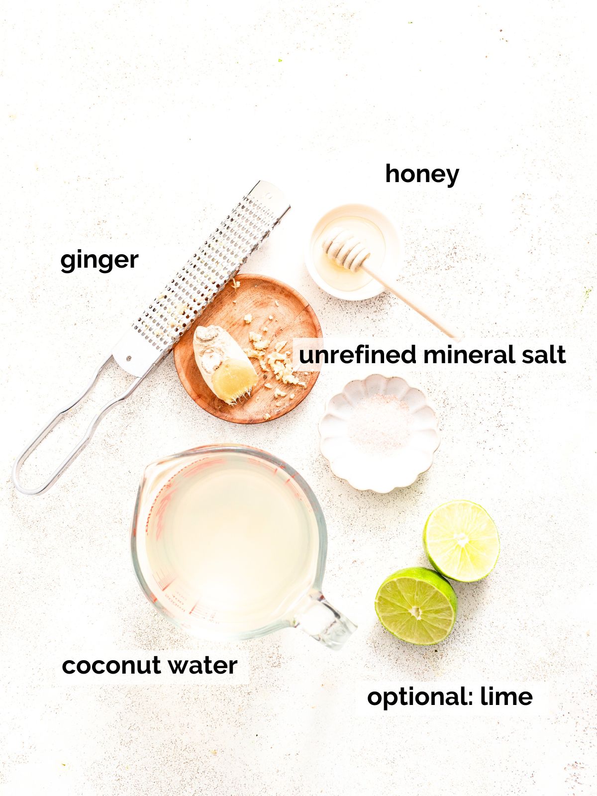 Ingredients for a homemade electrolyte drink.