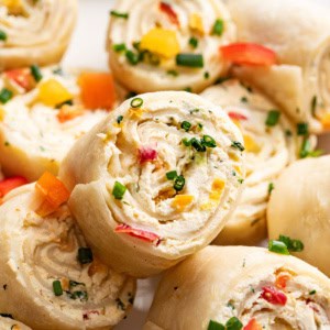 Rolled tortilla pinwheels.