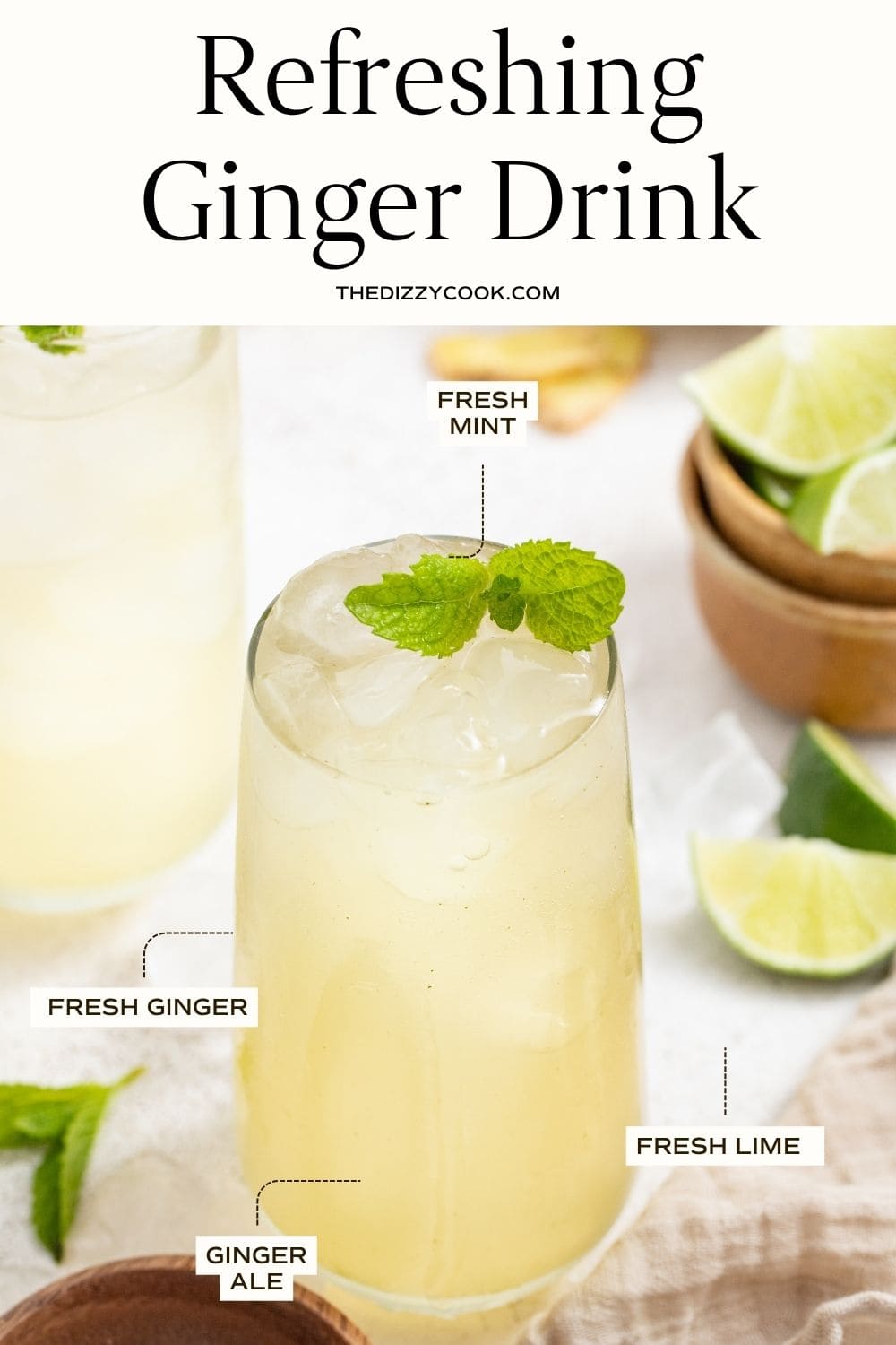 Ginger drink in a tall glass.