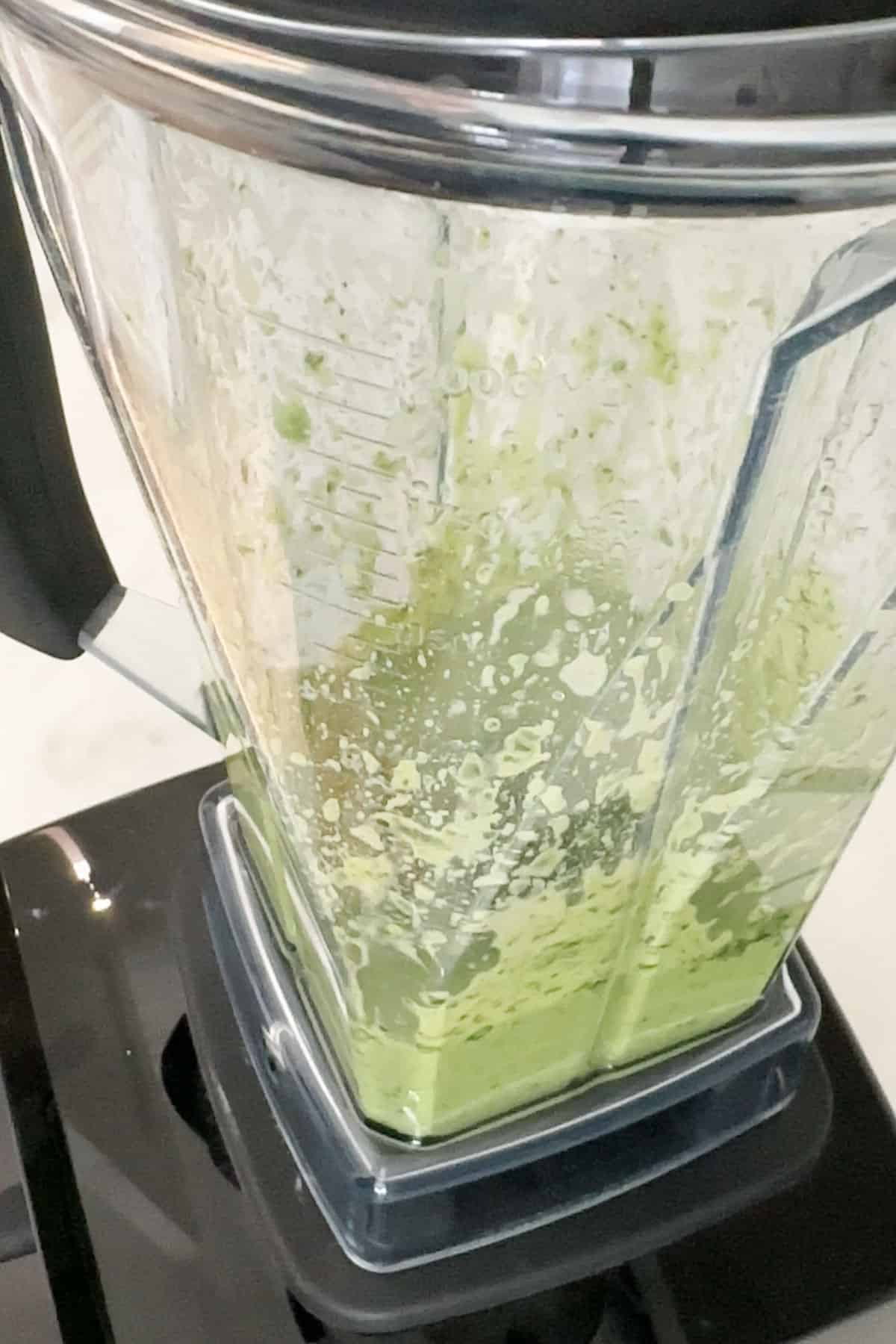 Dressing after being blended in a blender.