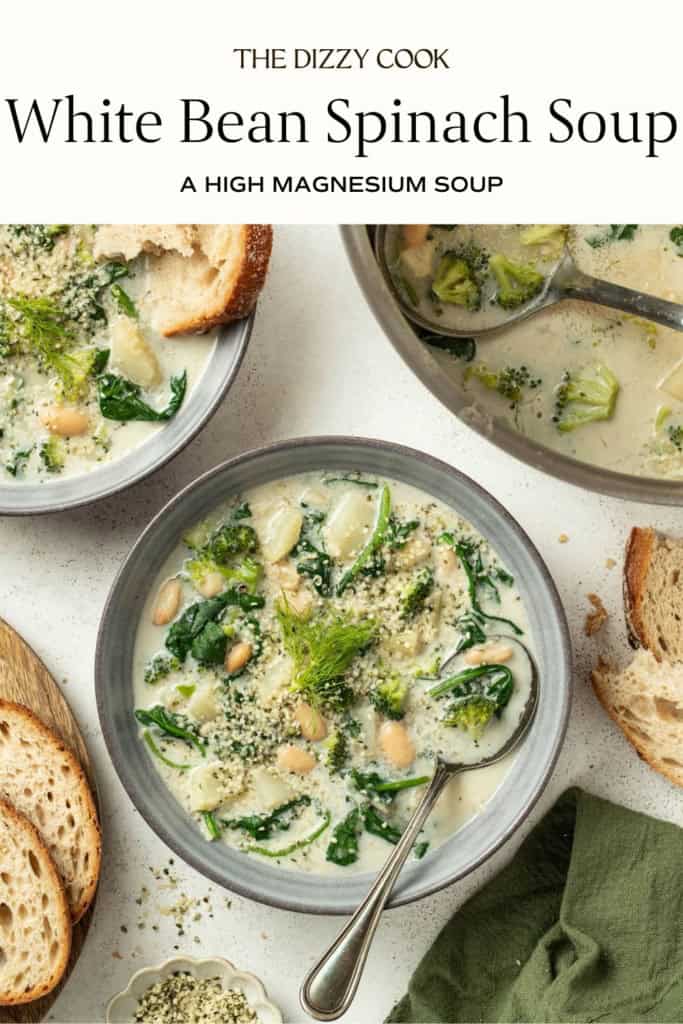White bean and spinach soup pin.