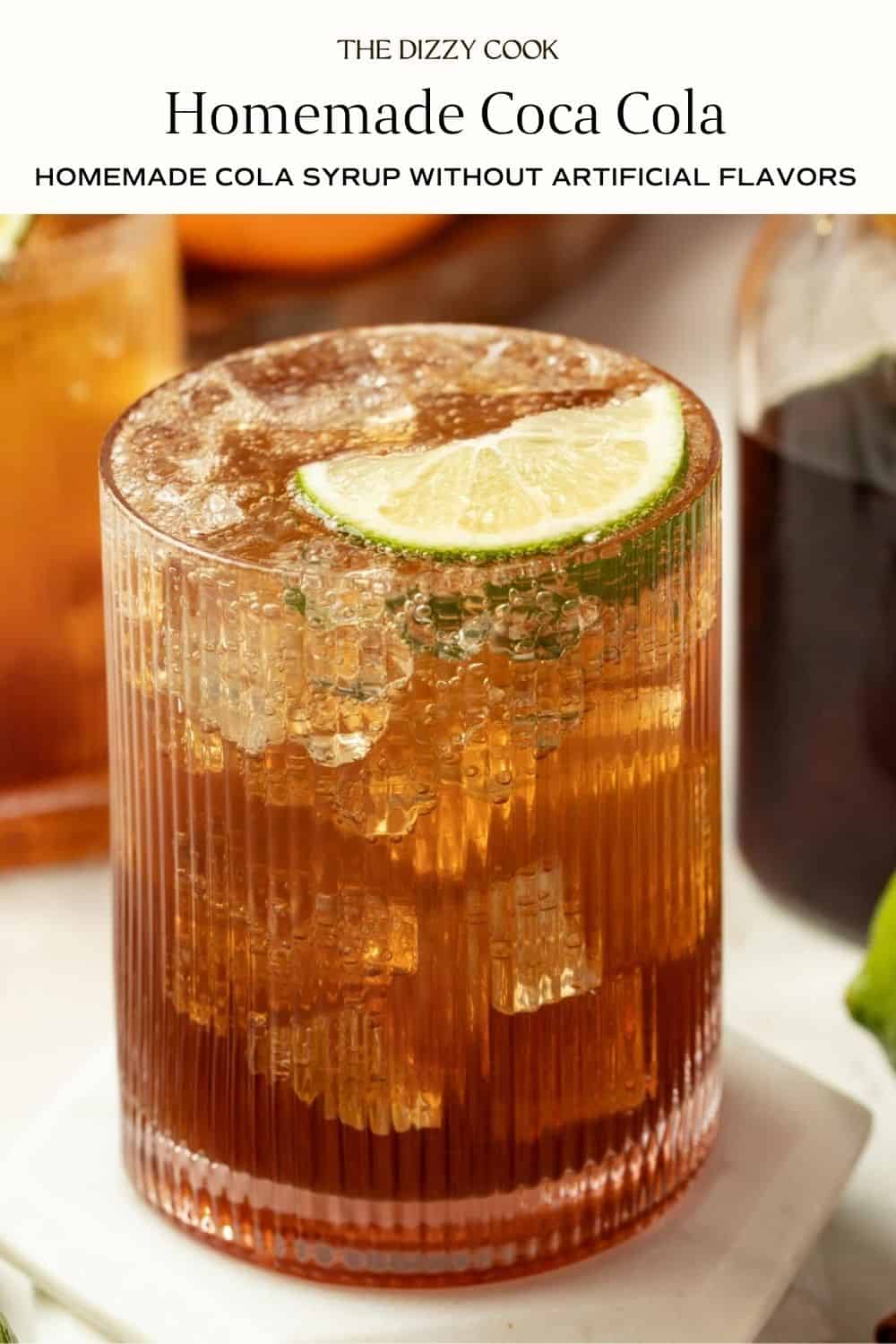 Homemade cola in a glass.