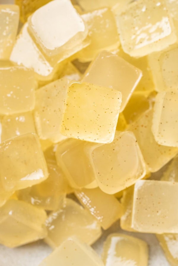Ginger gummies stacked on top of each other.