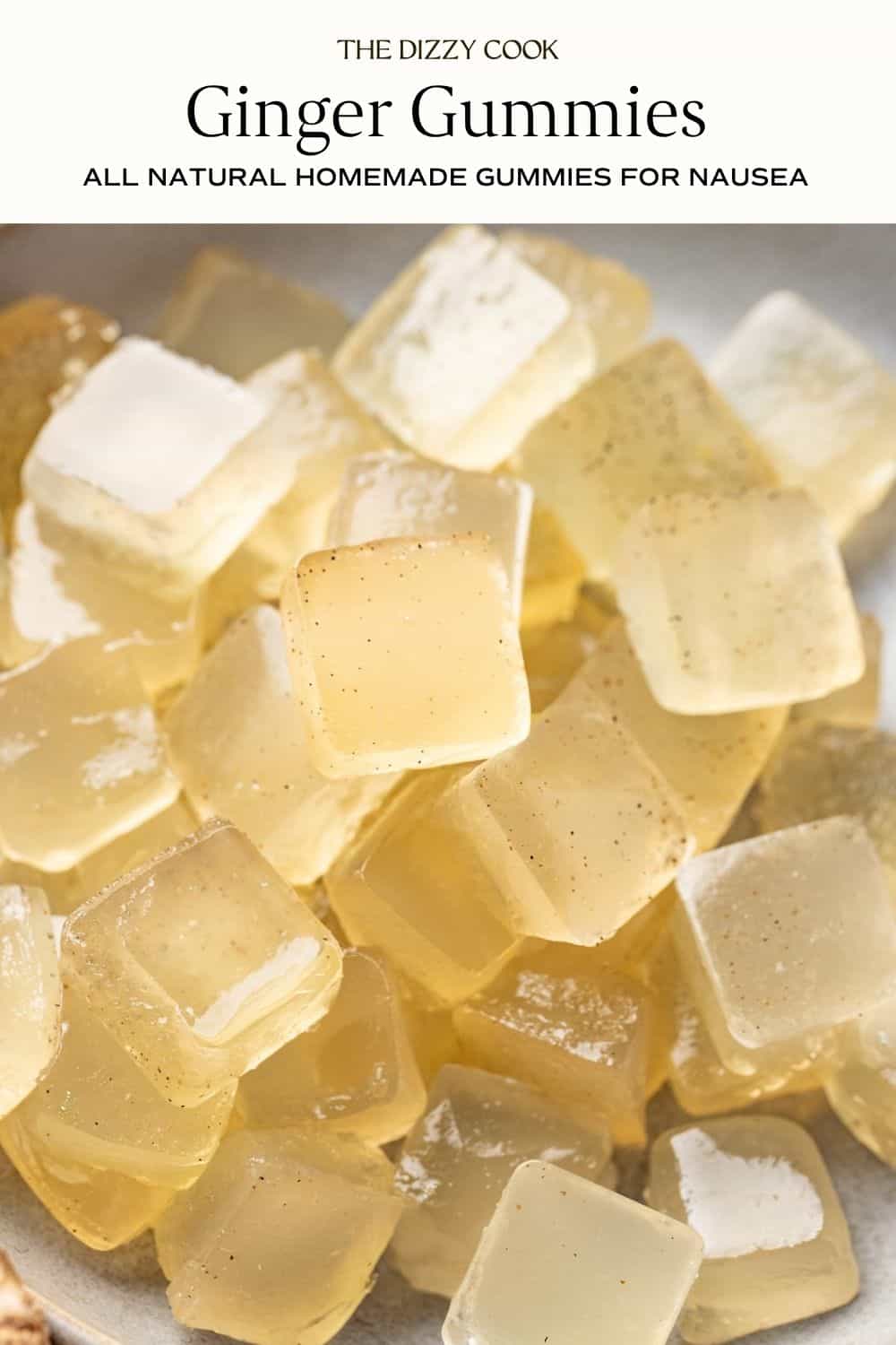 homemade ginger gummies in a bowl.